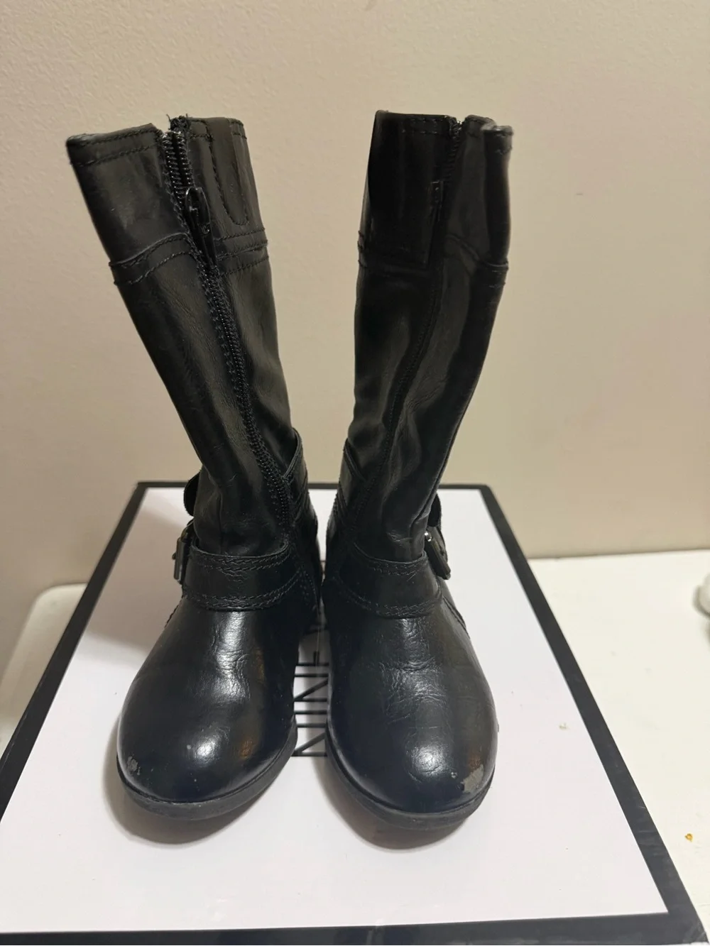 Nine West Girls Sassy Tran Black Riding Boots Girls Size 7M
